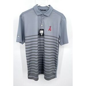 Levelwear Los Angeles Angels MLB Polo Shirt Mens Medium Gray Striped Performance